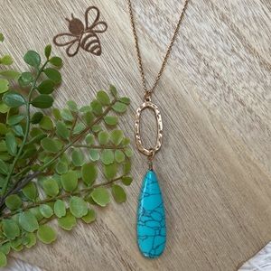 🎉HP🎉 No. 3 Turquoise Gold Necklace & Earring Set 💗 Gold